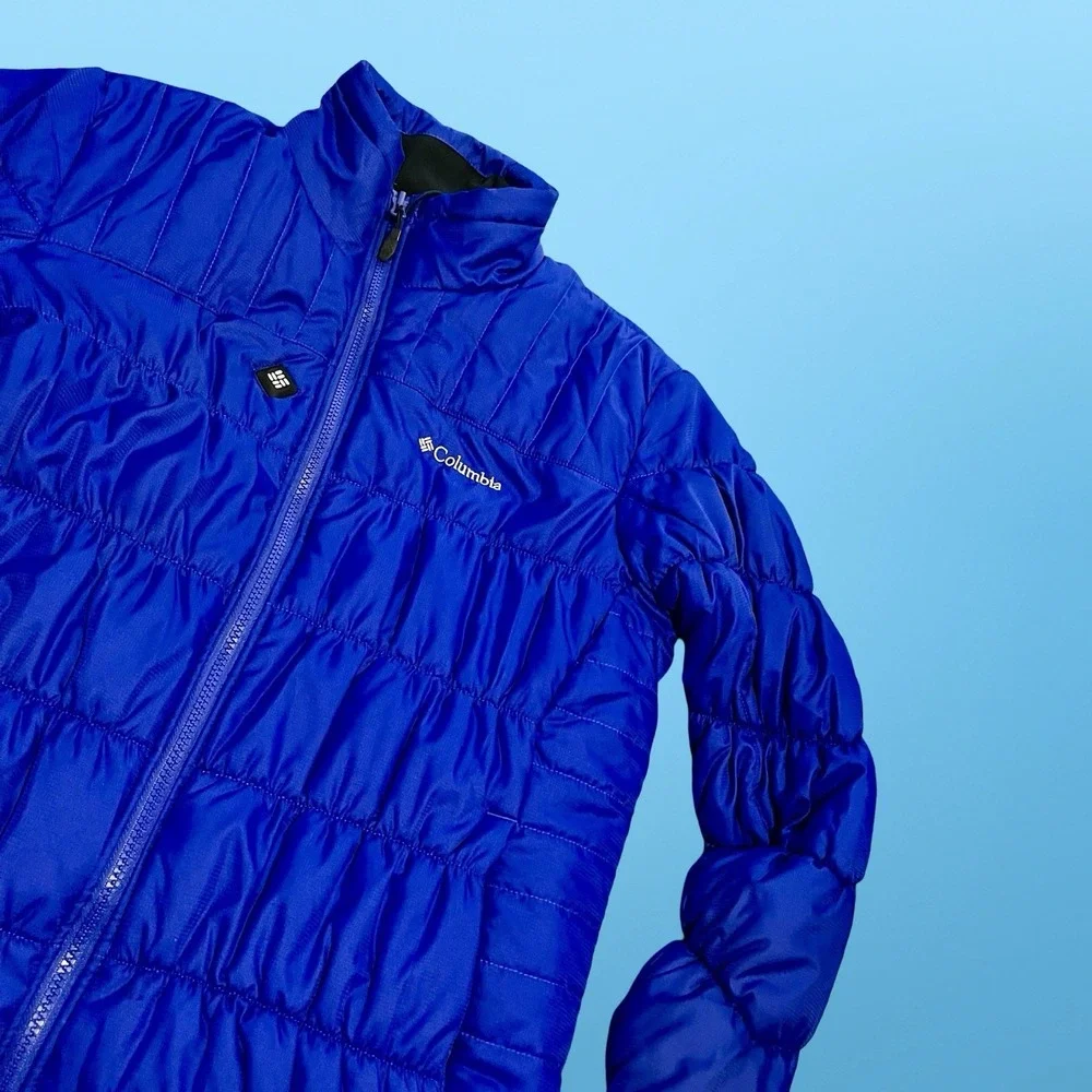 Columbia Omni-Heat Omni-Shield Puffer Jacket Blue Mens Large Full Zip